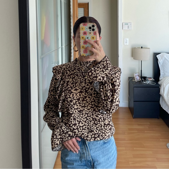 SHEIN Leopard Print Blouse Top - Picture 3 of 4